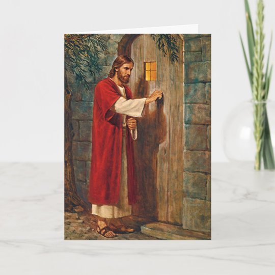 Jesus Knocks On The Door With Full Verse Card Zazzle Com