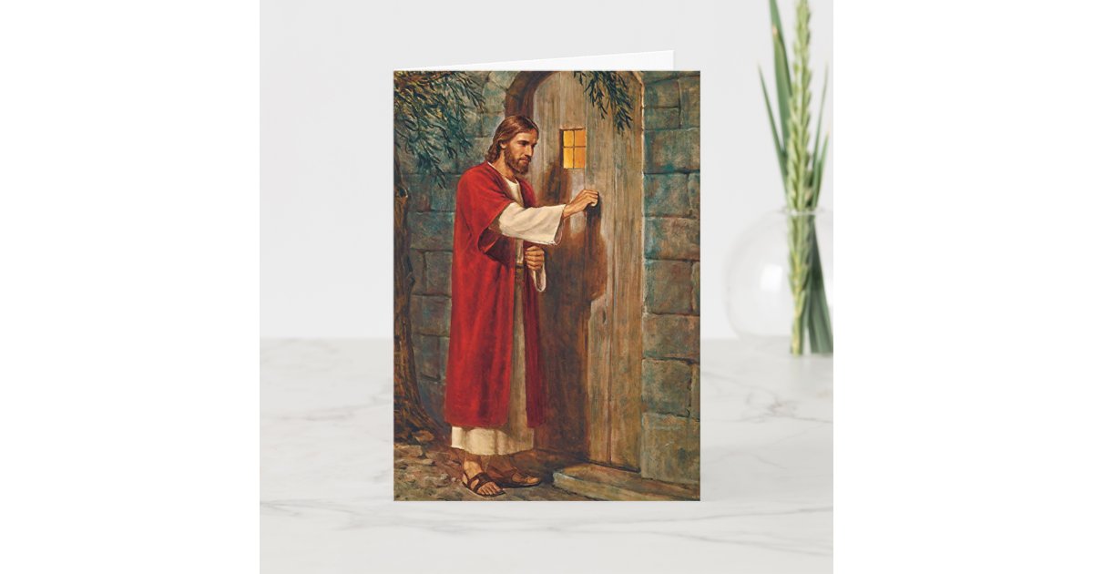 Jesus Knocks On The Door With Full Verse Card Zazzle Com