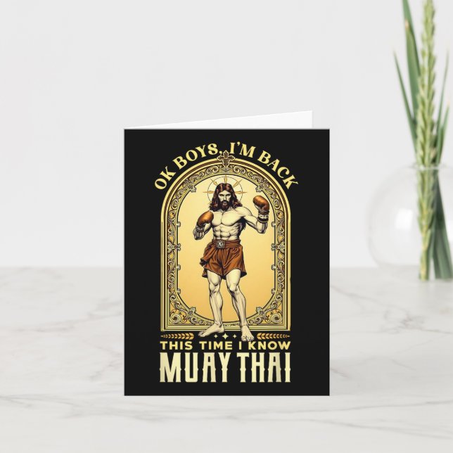Jesus Knows Muay Thai Boxing Kickboxing Mma  Card (Front)