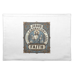 Jesus Laboratory Label Faith Jesus Laboratory Chri Cloth Placemat