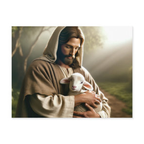 JESUS & LAMB GOOD SHEPHERD POSTCARD