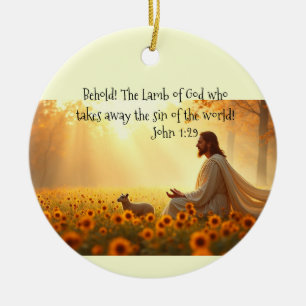 Jesus Lamb of God Acrylic Print Ceramic Ornament