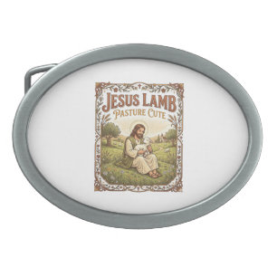 Jesus Lamb Pasture Cute Jesus Lamb Pasture Cute Ch Belt Buckle