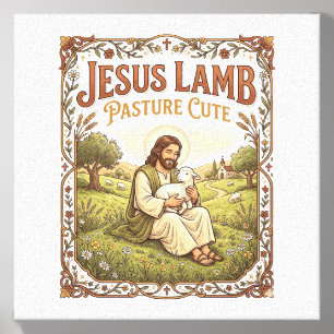 Jesus Lamb Pasture Cute Jesus Lamb Pasture Cute Ch Canvas Photo Tile