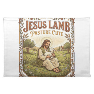 Jesus Lamb Pasture Cute Jesus Lamb Pasture Cute Ch Cloth Placemat