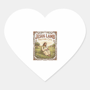 Jesus Lamb Pasture Cute Jesus Lamb Pasture Cute Ch Heart Sticker