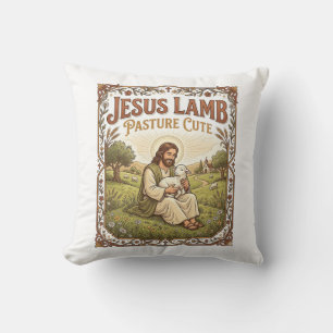 Jesus Lamb Pasture Cute Jesus Lamb Pasture Cute Ch Throw Pillow
