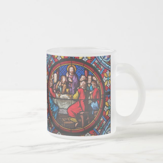 Jesus last meal with his disciples frosted glass coffee mug (Right)