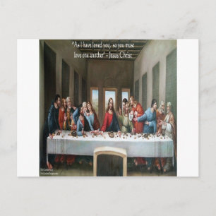 Jesus @ Last Supper "Love One Another" Quote Postcard