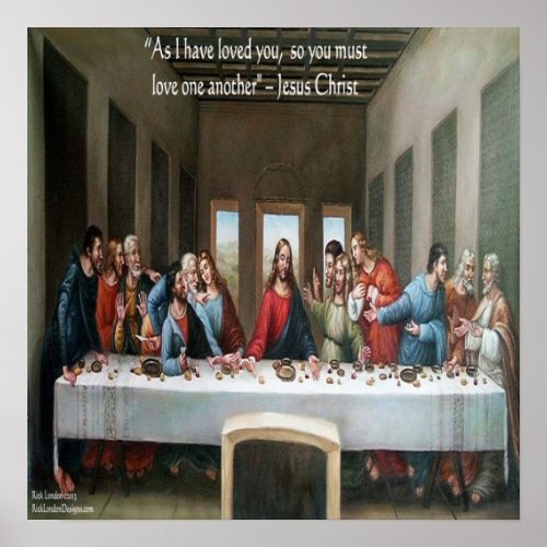 Jesus  Last Supper Love One Another Quote Poster