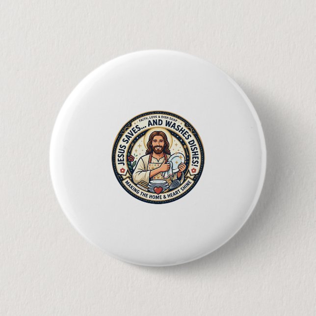 Jesus Laundry Chores Humor Shirt Christian Graphic Button (Front)
