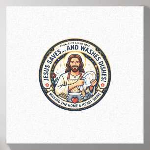 Jesus Laundry Chores Humor Shirt Christian Graphic Canvas Photo Tile