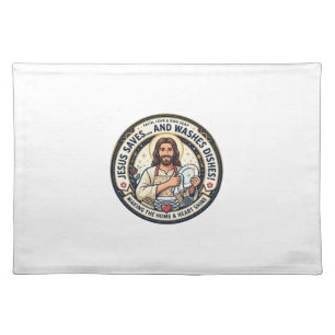 Jesus Laundry Chores Humor Shirt Christian Graphic Cloth Placemat