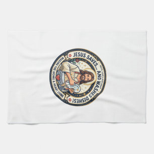 Jesus Laundry Chores Humor Shirt Christian Graphic Kitchen Towel