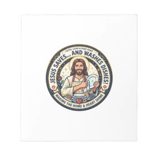 Jesus Laundry Chores Humor Shirt Christian Graphic Notepad