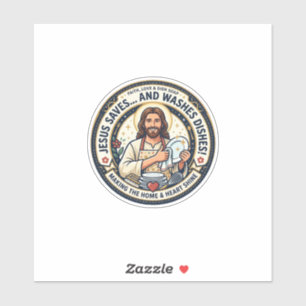 Jesus Laundry Chores Humor Shirt Christian Graphic Sticker
