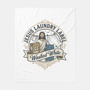 Jesus Laundry Label Washed White Jesus Laundry Was Fleece Blanket