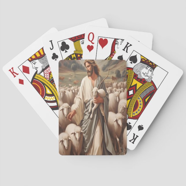 Jesus Leading His Faithful Flock  Poker Cards (Back)