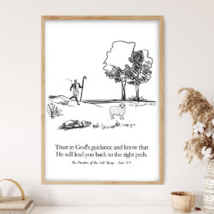 Jesus Leaves the 99 Parable of the Lost Sheep, Jes Poster