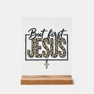 Jesus Leopard Print Christian Vintage Engraving Sh Acrylic Sign