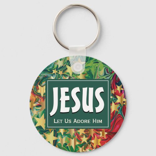 JESUS Let Us Adore Him Christmas Keychain