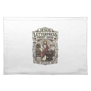 Jesus Letterpress Print Shop Jesus Letterpress Pri Cloth Placemat