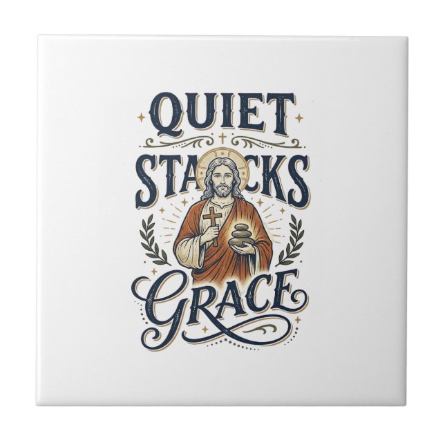 Jesus Librarian Graphic Tee Christian Art_1 Ceramic Tile (Front)
