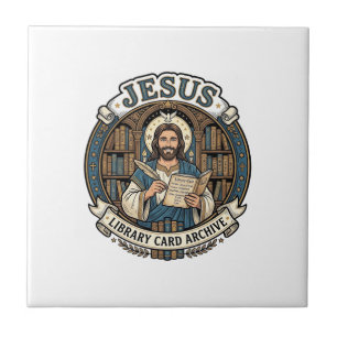 Jesus Library Card Archive Jesus Library Card Arch Ceramic Tile