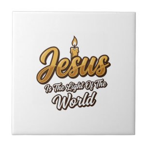 Jesus Light of the World Candle Christian Vector_1 Ceramic Tile