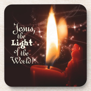 Jesus Light of the World, Christmas Candle Beverage Coaster