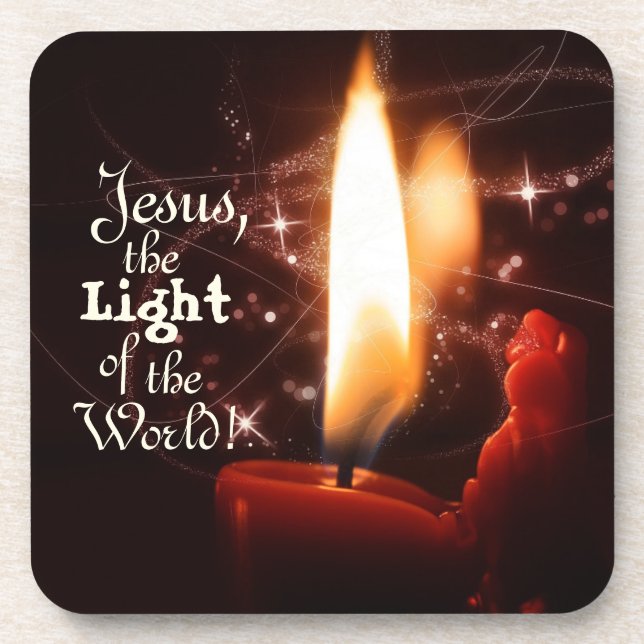 Jesus Light of the World, Christmas Candle Beverage Coaster (Front)