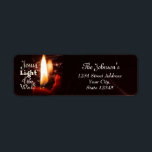 Jesus Light of the World, Christmas Candle Label<br><div class="desc">Jesus,  Light of the World,  Christmas return address labels. depicts a beautiful red lit candle. _</div>