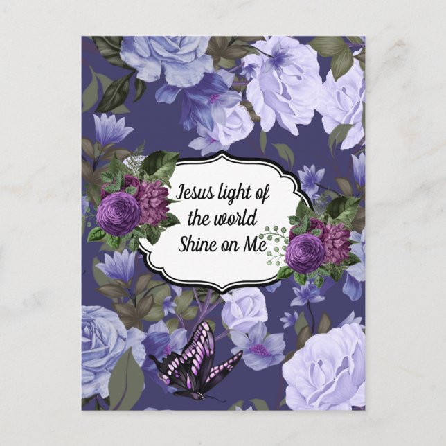 Jesus Light of the World Floral Postcard Designer (Front)