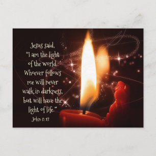 Jesus Light of the World, Psalm 8:12 Christmas Holiday Postcard