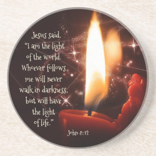 Jesus Light of the World Psalm 8, Bible, Christmas Sandstone Coaster