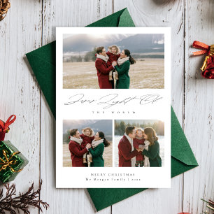 Jesus Light of the World Religious 3 Photo Holiday Card