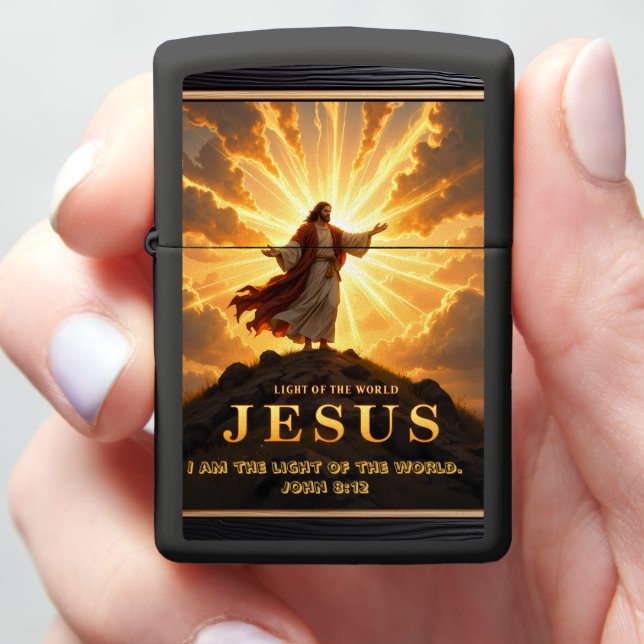 Jesus Light World Mountain Triumphant Lord Zippo Lighter (In Hand)