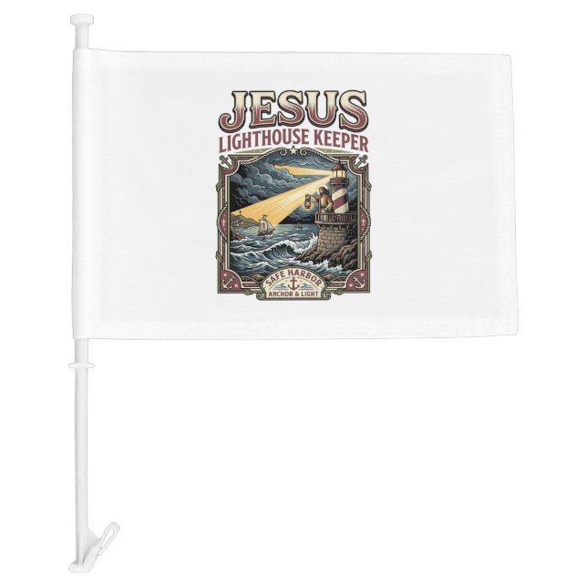 Jesus Lighthouse Keeper Jesus Lighthouse Keeper Ch Car Flag (Front)