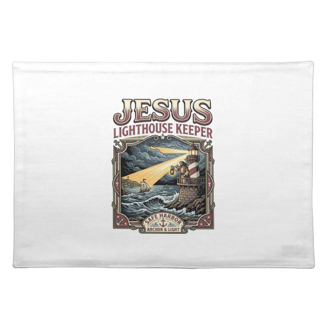 Jesus Lighthouse Keeper Jesus Lighthouse Keeper Ch Cloth Placemat (Front)