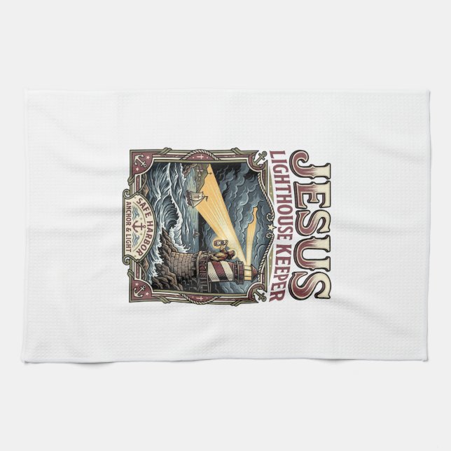 Jesus Lighthouse Keeper Jesus Lighthouse Keeper Ch Kitchen Towel (Horizontal)