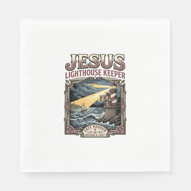 Jesus Lighthouse Keeper Jesus Lighthouse Keeper Ch Napkins (Front)
