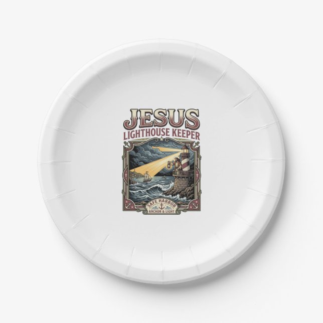 Jesus Lighthouse Keeper Jesus Lighthouse Keeper Ch Paper Plates (Front)