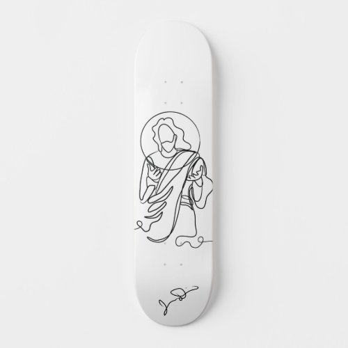 Jesus Lined Art Print Skateboard