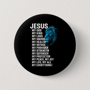 Jesus - Lion Christian King Lord Savior Faith Button