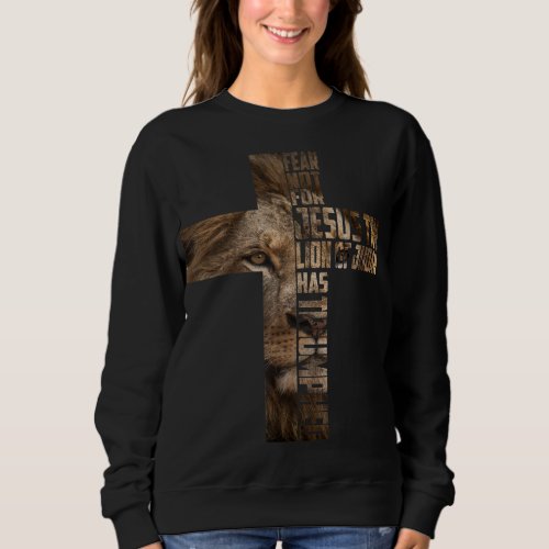 Jesus Lion Judah Cross Faith Christ Gift Sweatshirt