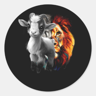 Jesus Lion Lamb Christian Lover God Christian Reli Classic Round Sticker