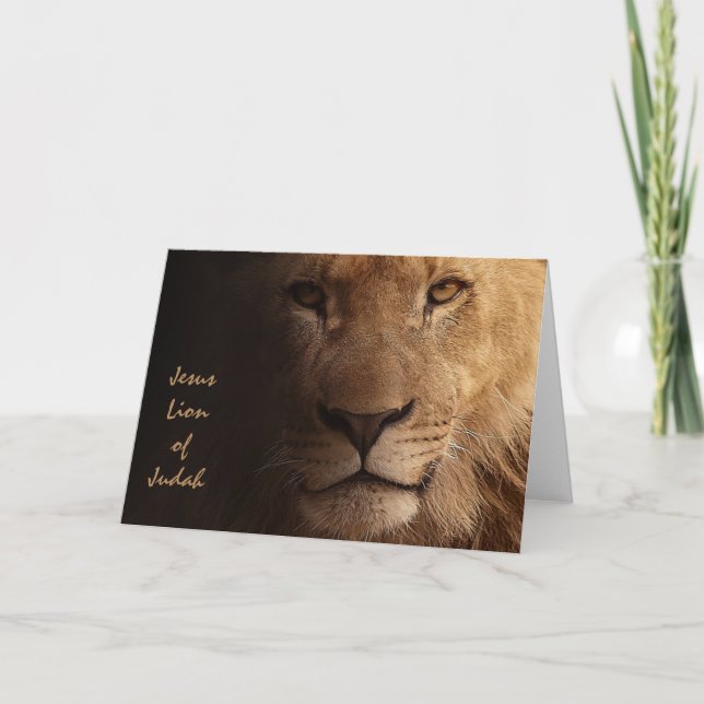 Jesus Lion of Judah Inspirational Christian Quote Card (Front)