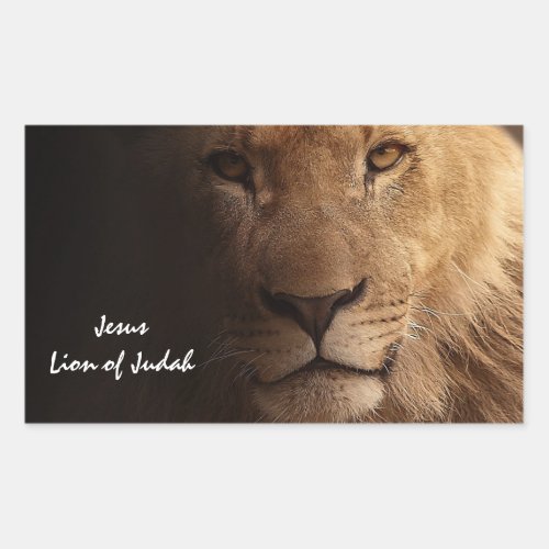 Jesus Lion of Judah Inspirational Christian Quote Rectangular Sticker