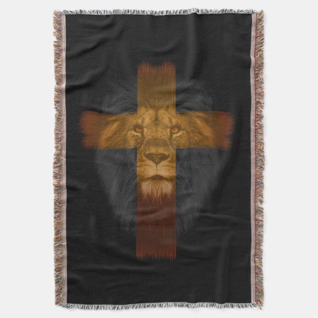 Jesus Lion of Judah Throw Blanket (Front Vertical)
