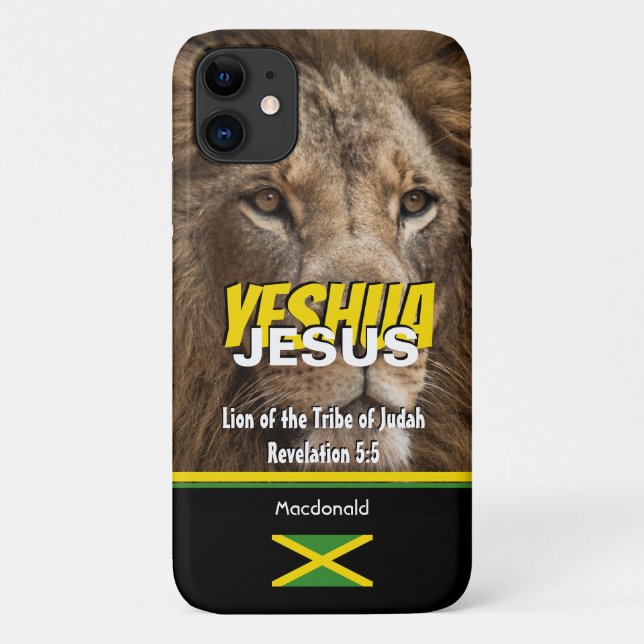JESUS Lion Tribe of Judah JAMAICA Flag Customized Case-Mate iPhone Case (Back)